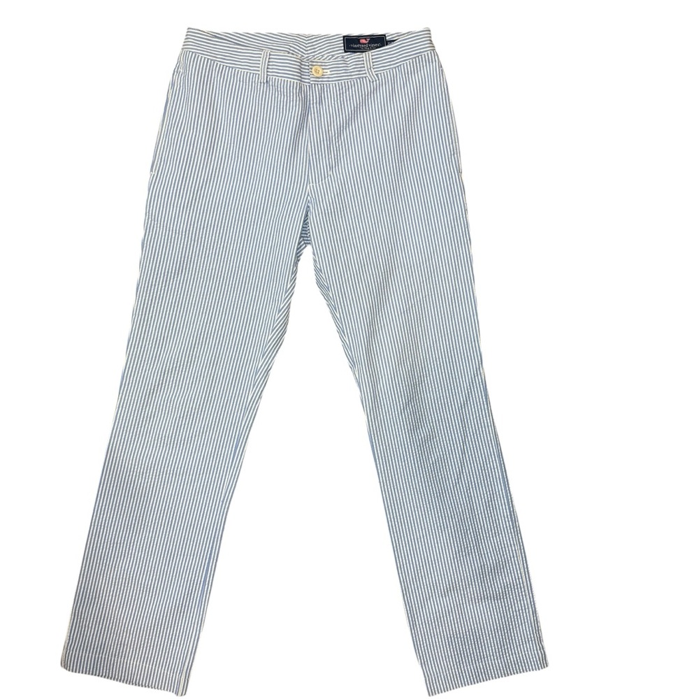 Vineyard Vines Pants Men's 32x34 Slim Fit Seersucker Chino Striped Blue White - Picture 1 of 6
